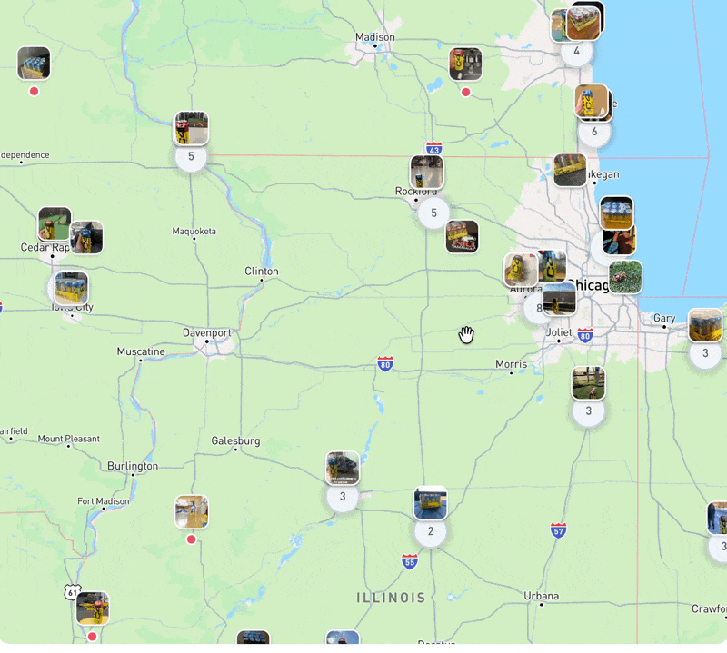 Regional geo-targeting map showing creator activation zones